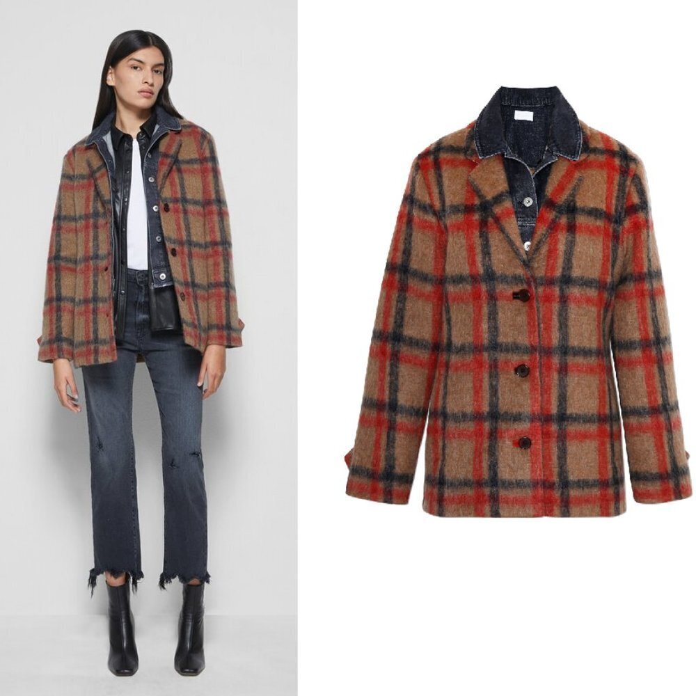 Jonathan Simkhai Grace Blazer Coat in Camel Plaid XS
